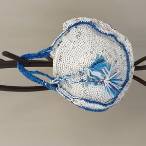 Capri Circle bag made from plarn, white/blue